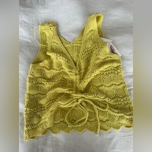 Jessica Simpson Lemon Yellow Knit Tank with Adjustable Tie Detail NWT